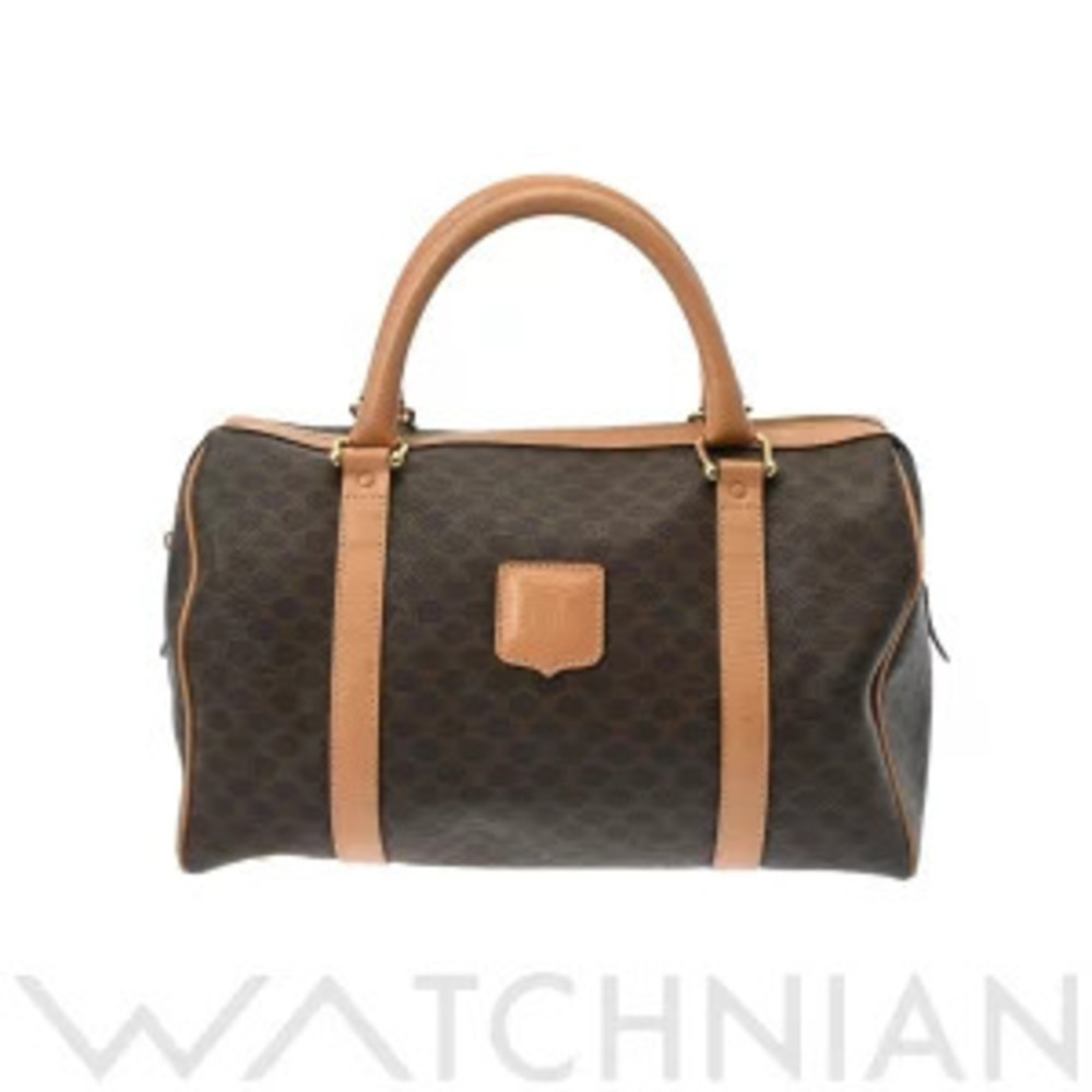 Celine Boston Bag Macadam Brown Leather Handbag